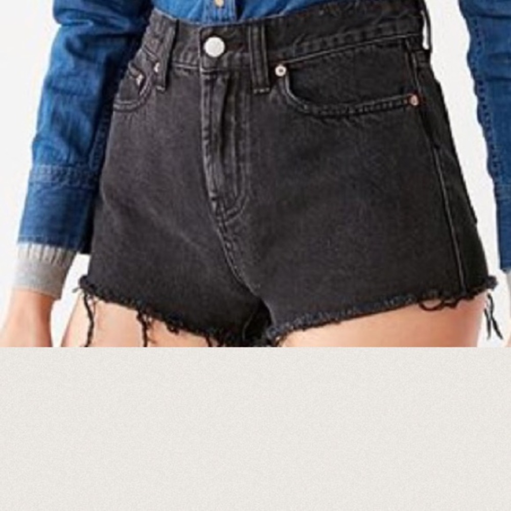 BDG high rise cheeky black jean shorts